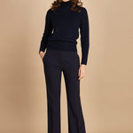 pantalone lungo a zampa. PAOLINA PL142 NAVY nine in the morning 