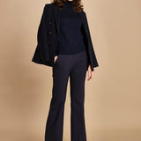 pantalone lungo a zampa. PAOLINA PL142 NAVY nine in the morning 