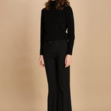 pantalone lungo a zampa. PAOLINA PL142 NERO nine in the morning 