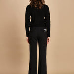 pantalone lungo a zampa. PAOLINA PL142 NERO nine in the morning 