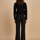 pantalone lungo a zampa. PAOLINA PL142 NERO nine in the morning 