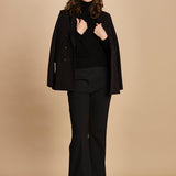 pantalone lungo a zampa. PAOLINA PL142 NERO nine in the morning 