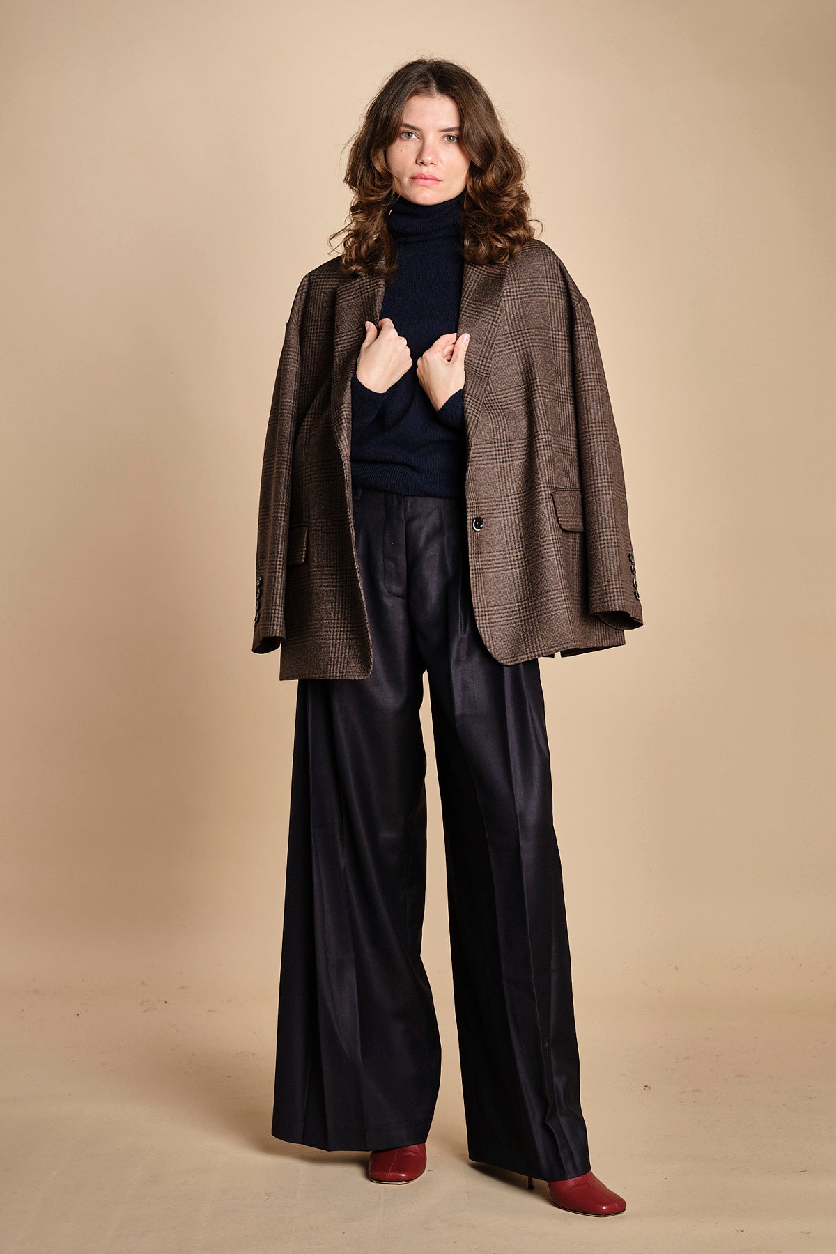 pantalone due pinces lana e seta. PETRA PE80 NAVY nine in the morning 