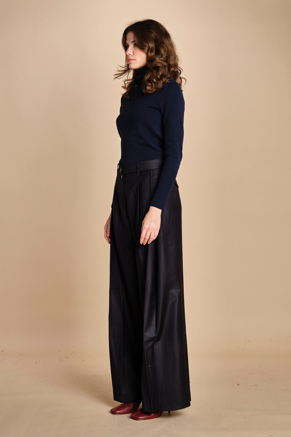 pantalone due pinces lana e seta. PETRA PE80 NAVY nine in the morning 