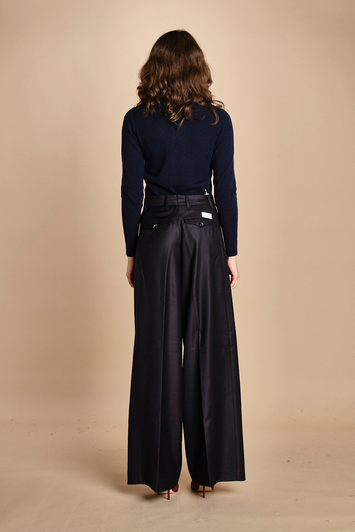 pantalone due pinces lana e seta. PETRA PE80 NAVY nine in the morning 