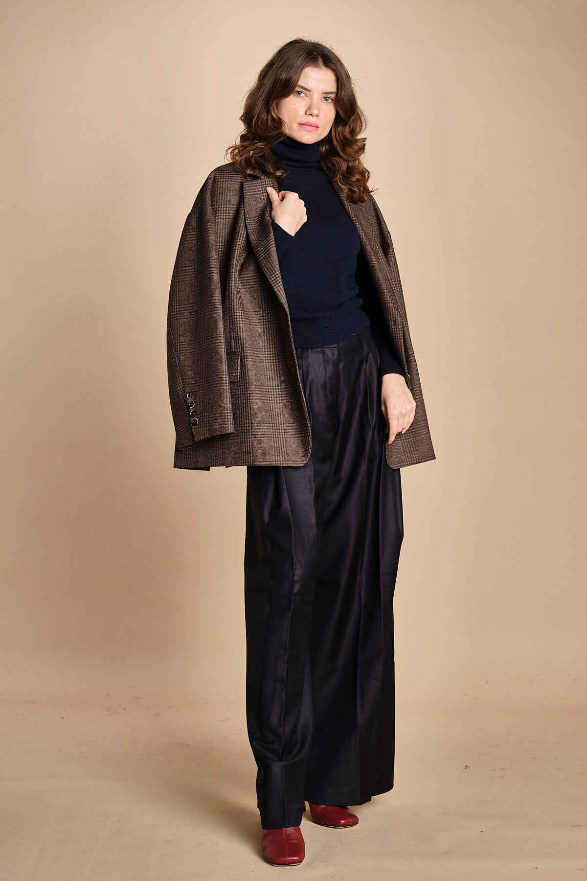 pantalone due pinces lana e seta. PETRA PE80 NAVY nine in the morning 
