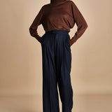 pantalone con pinces GRACE F25-040 013 MIDNIGHT BLU oscar 