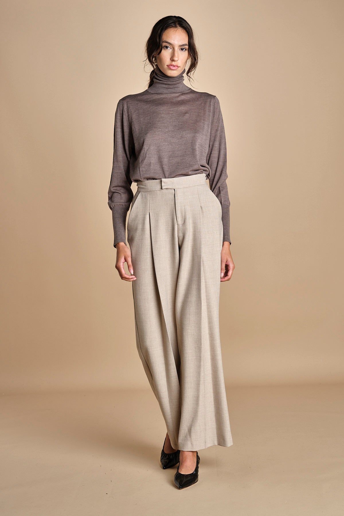 pantalone con pinces GRACE F25-040 092 DRIFWOOD oscar 