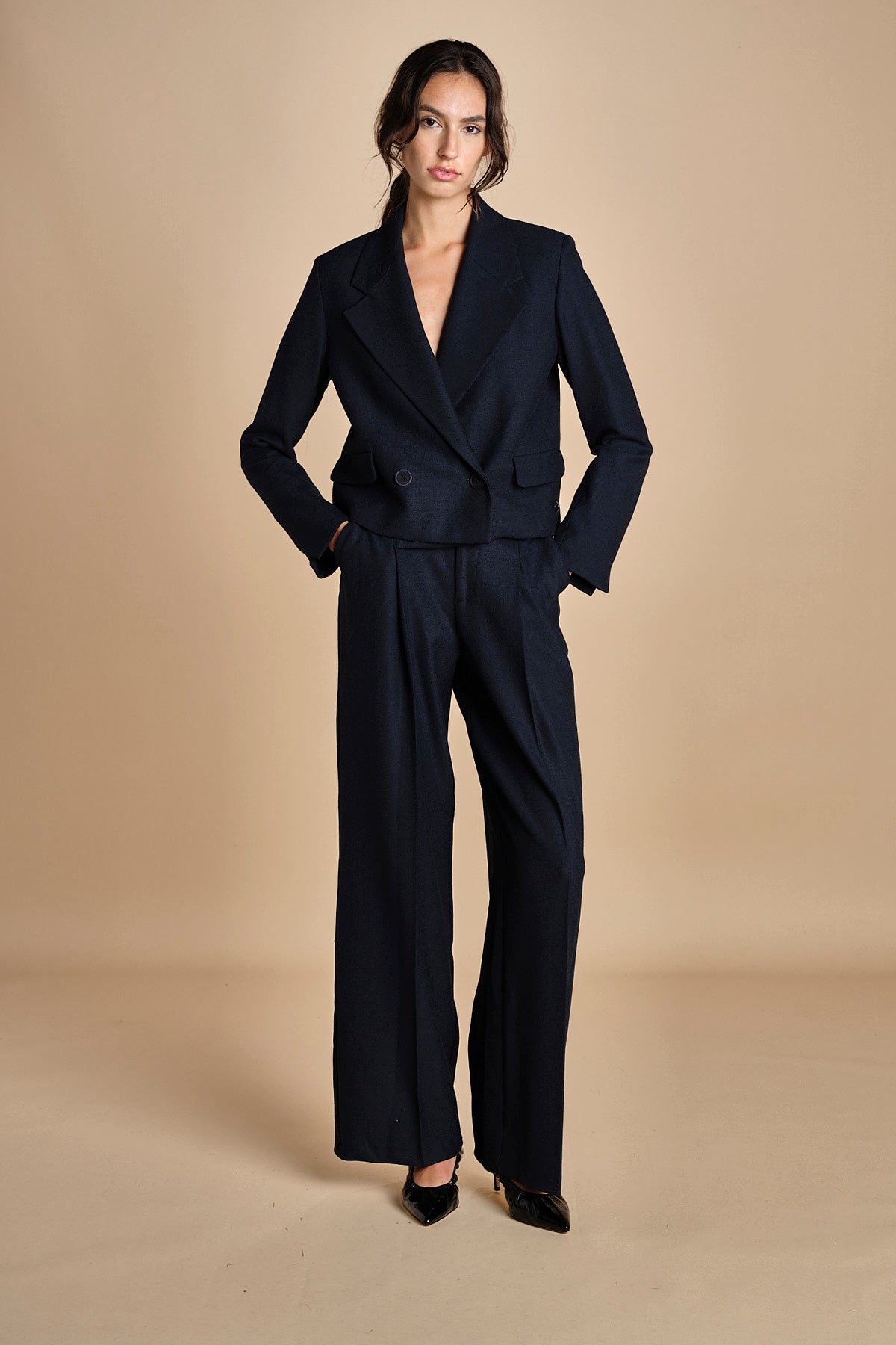 giacca cropped MASE F25-043 013 MIDNIGHT BLUE oscar 