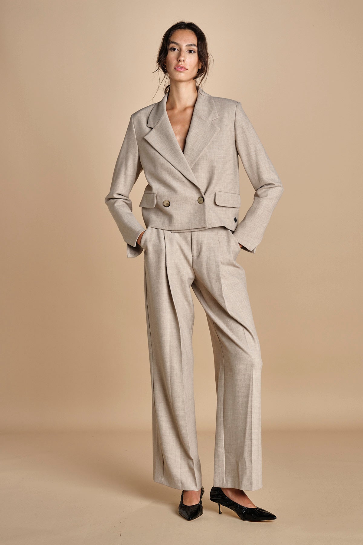 giacca cropped MASE F25-043 092 DRIFWOOD oscar 