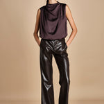 pantalone in ecopelle TRIFF F25-080 030 CHOCOLATE oscar 