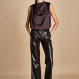 pantalone in ecopelle TRIFF F25-080 030 CHOCOLATE oscar 