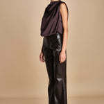 pantalone in ecopelle TRIFF F25-080 030 CHOCOLATE oscar 