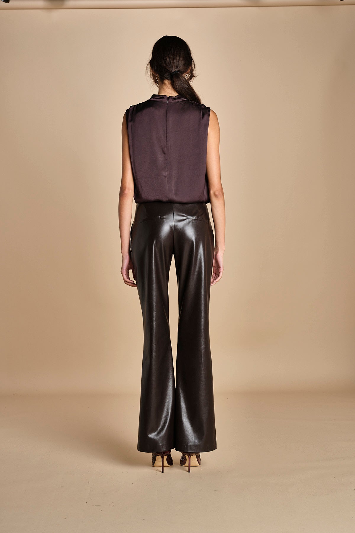 pantalone in ecopelle TRIFF F25-080 030 CHOCOLATE oscar 