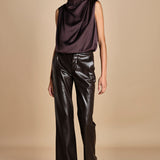 pantalone in ecopelle TRIFF F25-080 030 CHOCOLATE oscar 