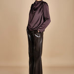 camicia con drappeggio TULLAH F25-142 039 CHOCOLATE oscar 