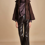 camicia con drappeggio TULLAH F25-142 039 CHOCOLATE oscar 