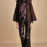 camicia con drappeggio TULLAH F25-142 039 CHOCOLATE oscar 