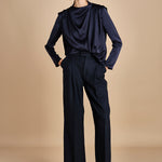 camicia con drappeggio TULLAH F25-142 292 MIDNIGHT oscar 