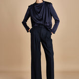 camicia con drappeggio TULLAH F25-142 292 MIDNIGHT oscar 
