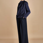 camicia con drappeggio TULLAH F25-142 292 MIDNIGHT oscar 