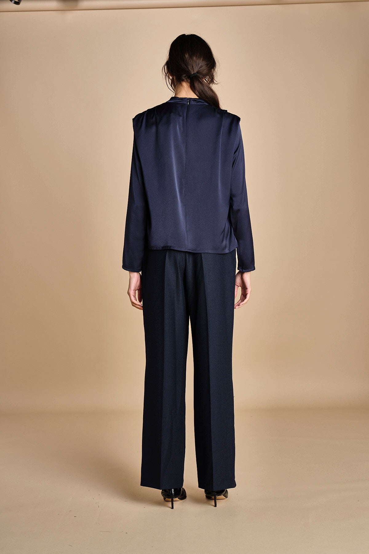 camicia con drappeggio TULLAH F25-142 292 MIDNIGHT oscar 