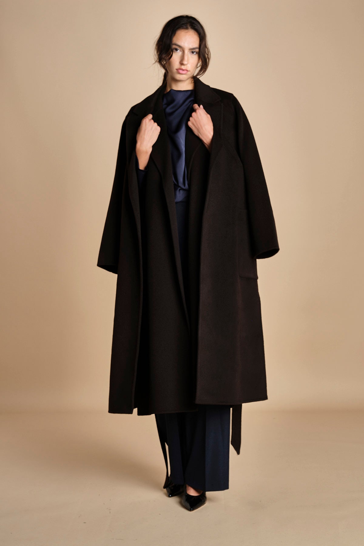 camicia con drappeggio TULLAH F25-142 292 MIDNIGHT oscar 