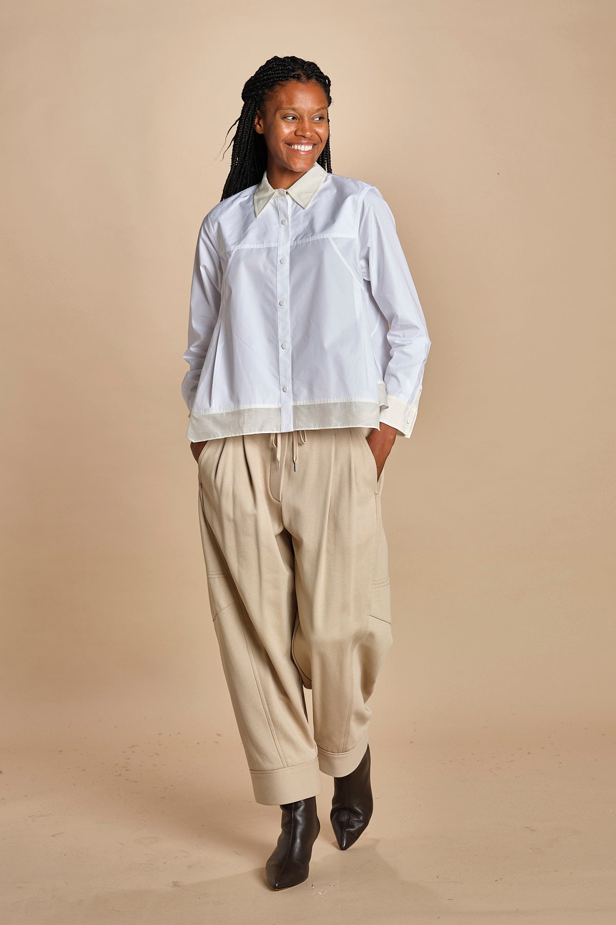 camicia con bordi a contrasto LS SHIRT W FLOUNCE 21705LCE WH100 WHITE phillip lim 