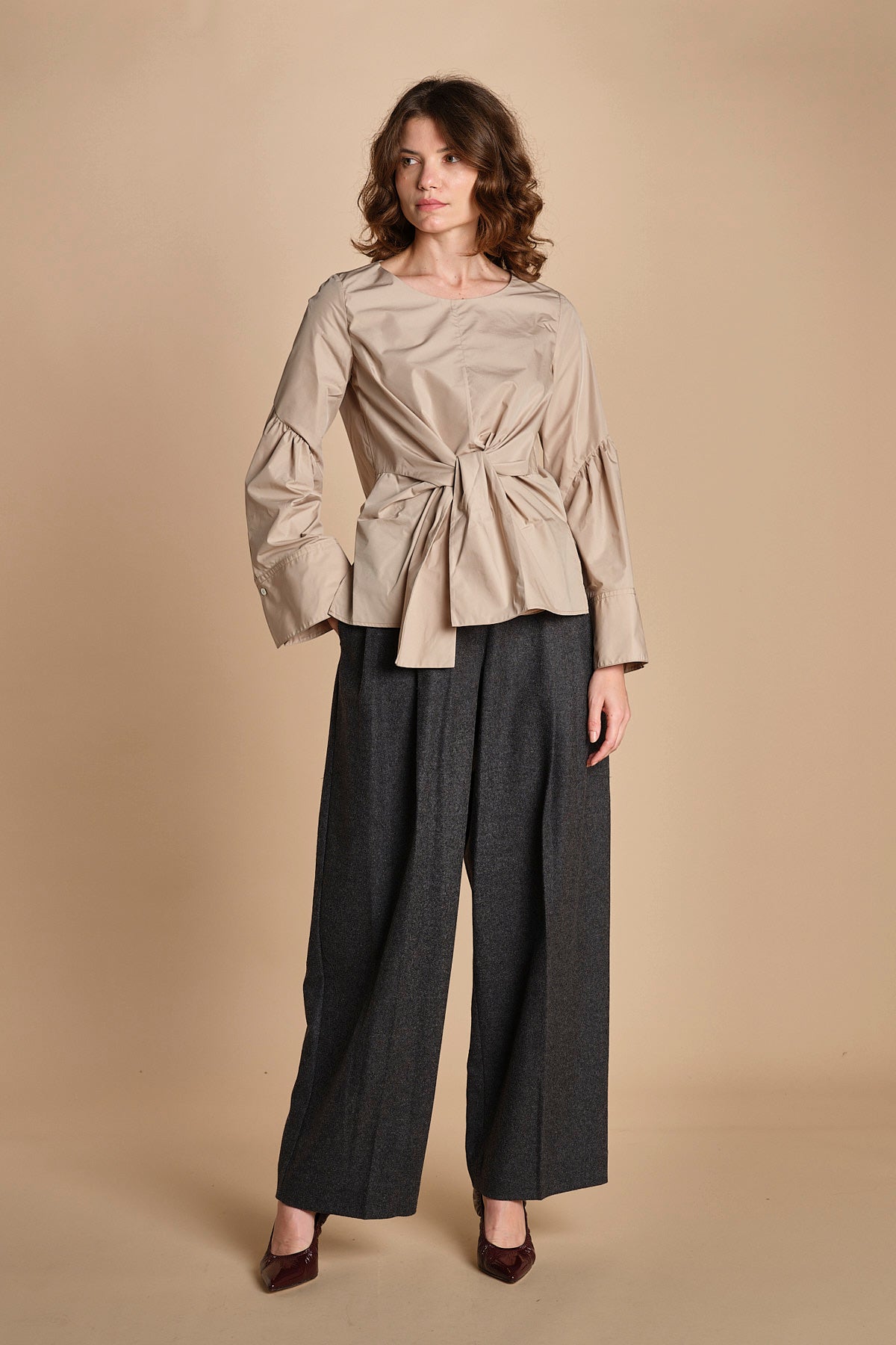 camicia con nodo LS FRONT 21741LCE KHAKI KH250 phillip lim 