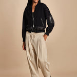 DBL LAYER BOMBER in maglia con zip. 70473TSM BA001 BLACK phillip lim 