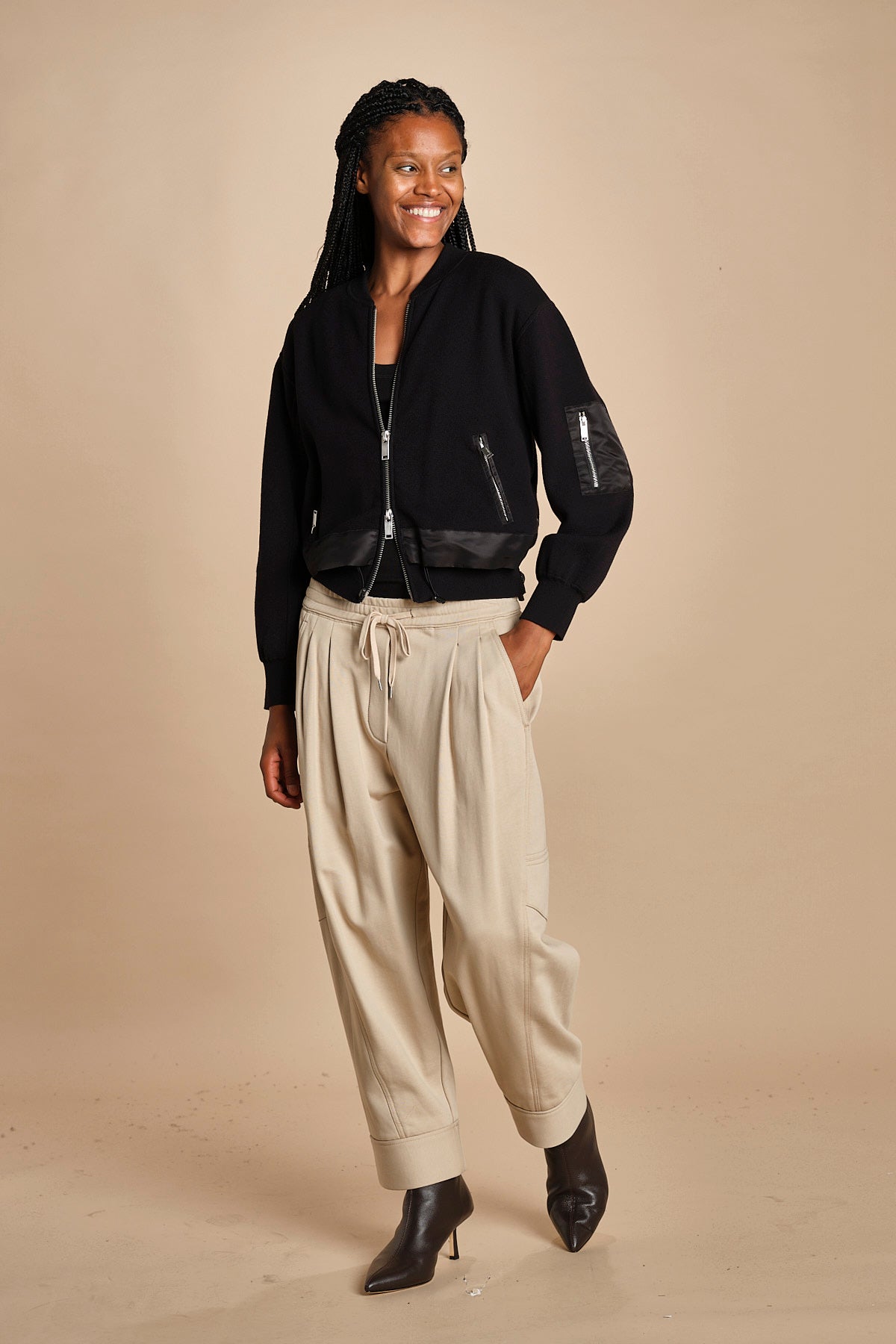DBL LAYER BOMBER in maglia con zip. 70473TSM BA001 BLACK phillip lim 