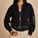 DBL LAYER BOMBER in maglia con zip. 70473TSM BA001 BLACK phillip lim 