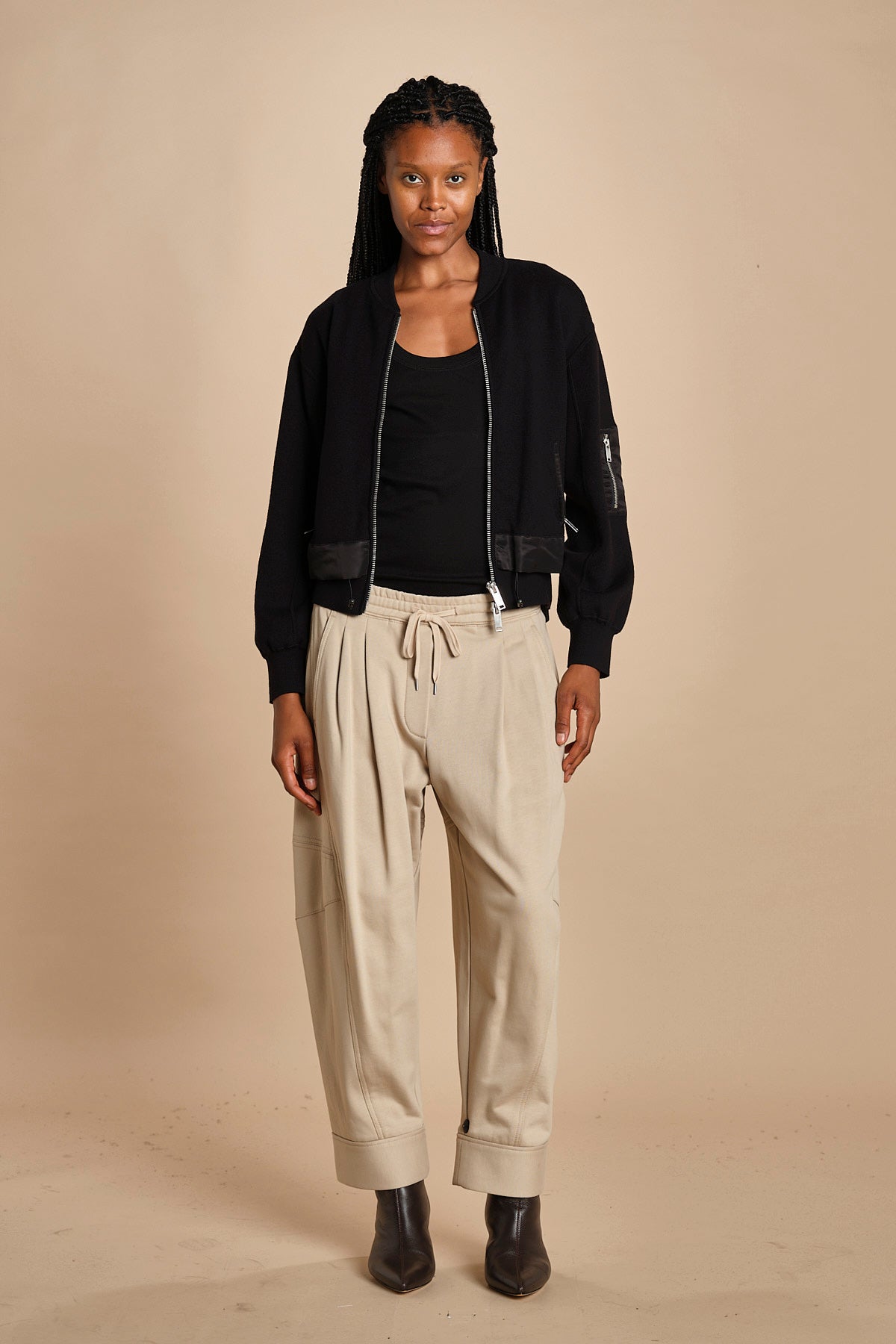 pantalone in felpa con pinces CURVED WIDE LEG 51321UFT CO310 CONCRETE phillip lim 