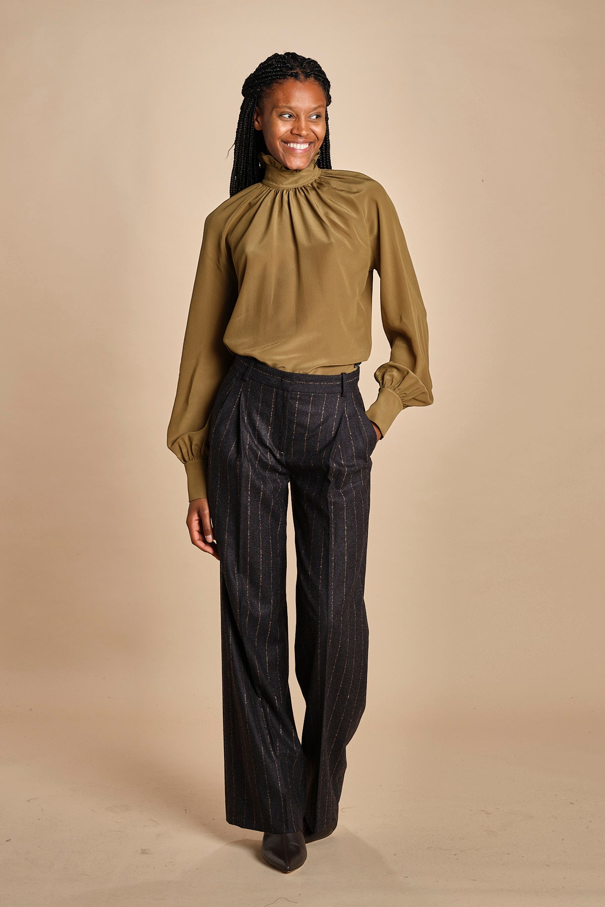 pantalone gessato con pinces MAFALDA 357507146 73 quelledue 
