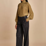 pantalone gessato con pinces MAFALDA 357507146 73 quelledue 