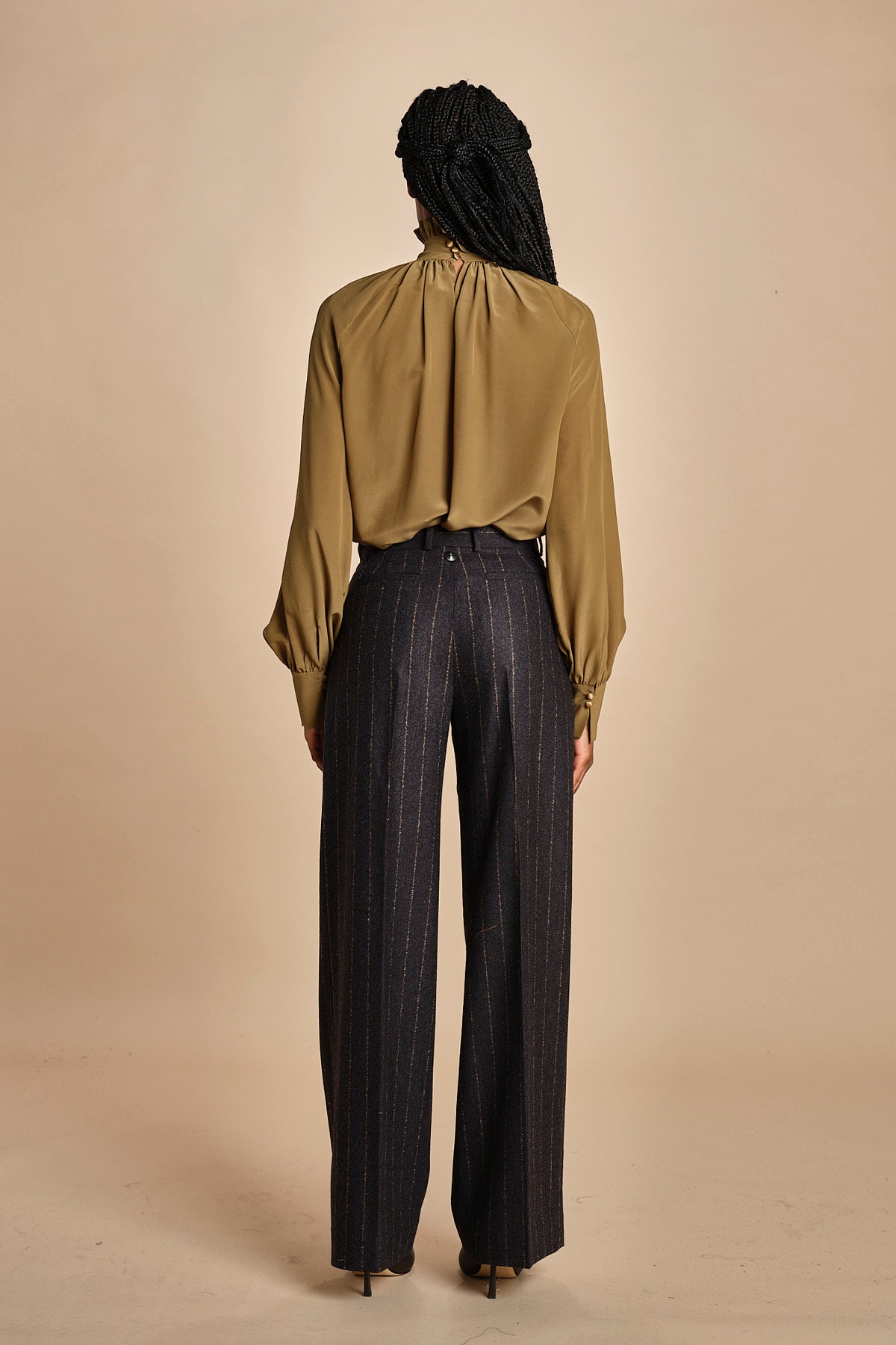 pantalone gessato con pinces MAFALDA 357507146 73 quelledue 