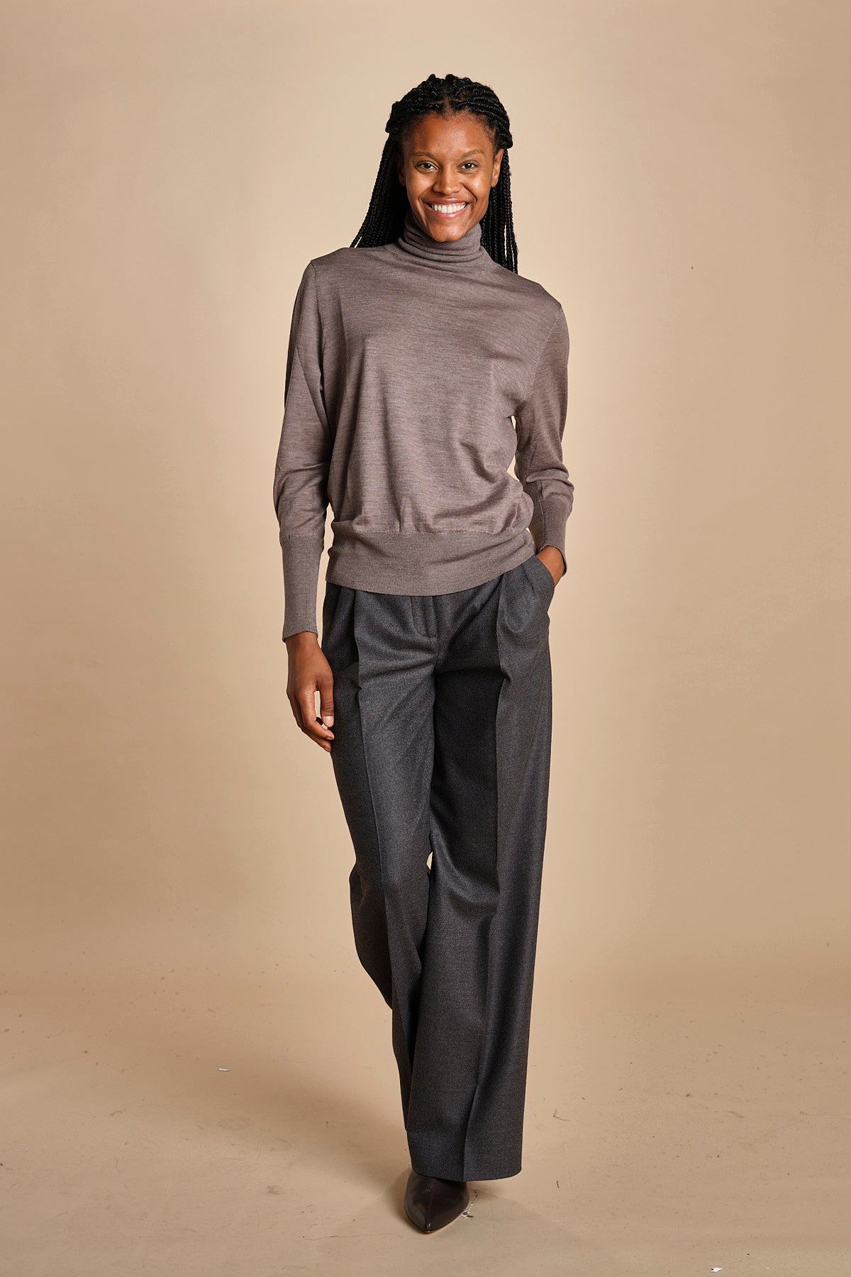 pantalone con pinces in flanella MAFALDA T 357194 50 quelledue 