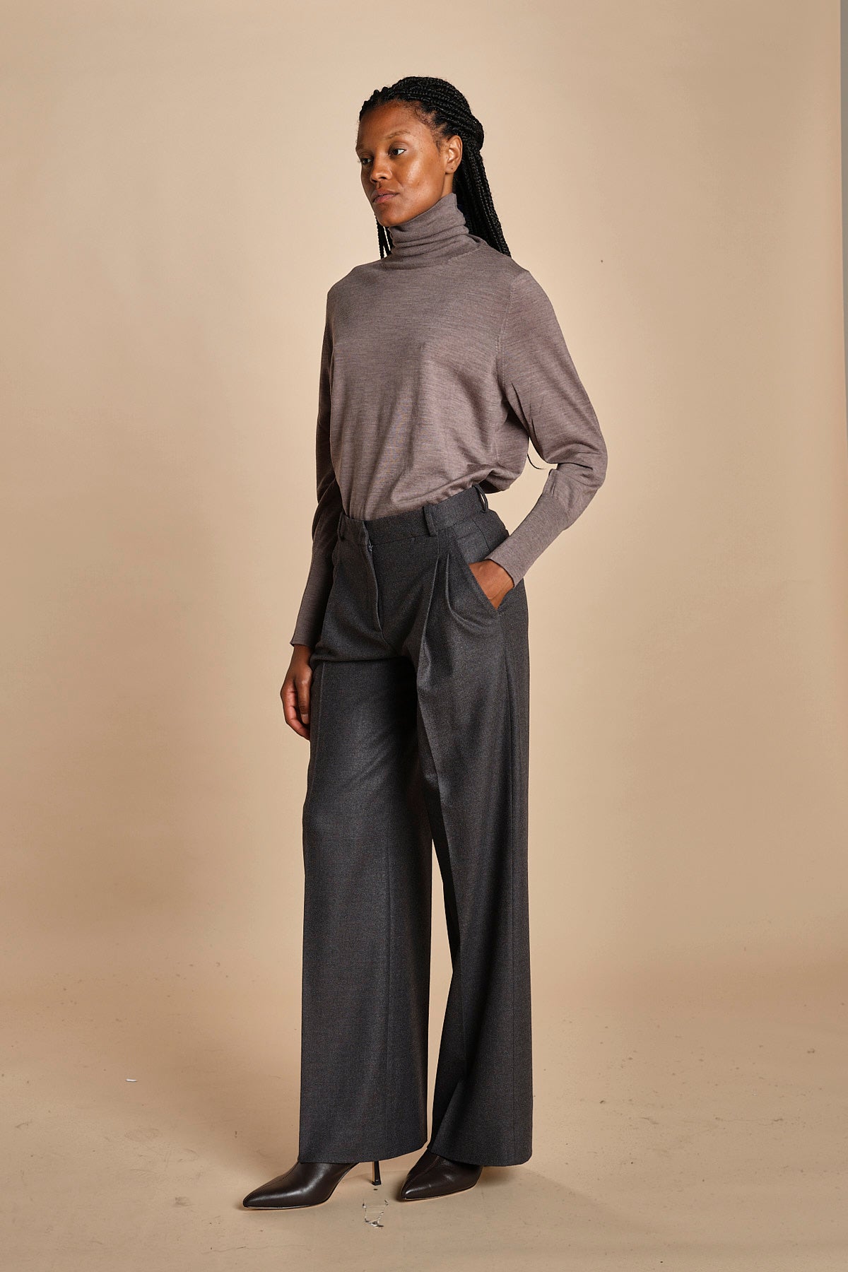 pantalone con pinces in flanella MAFALDA T 357194 50 quelledue 