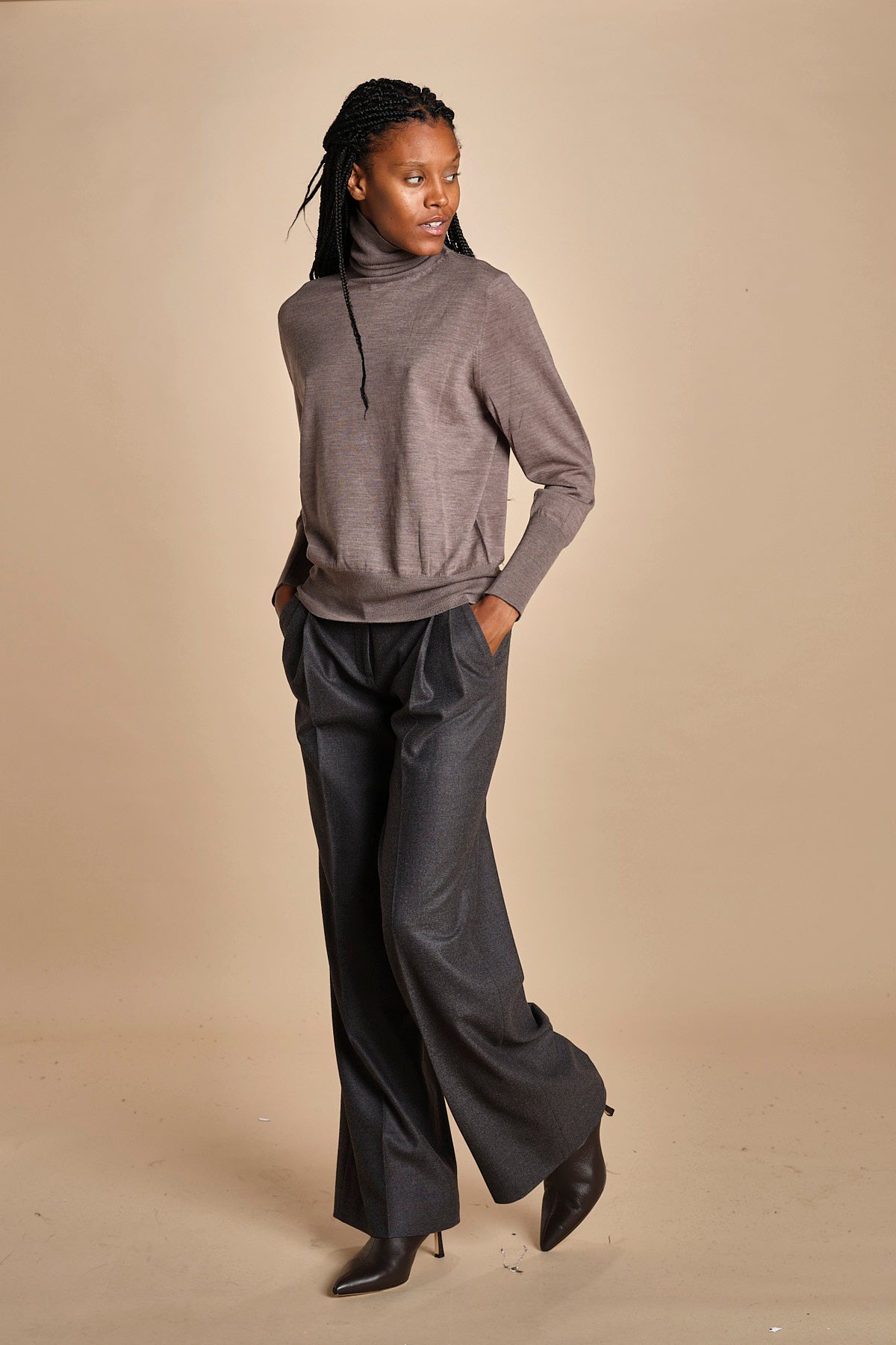 pantalone con pinces in flanella MAFALDA T 357194 50 quelledue 