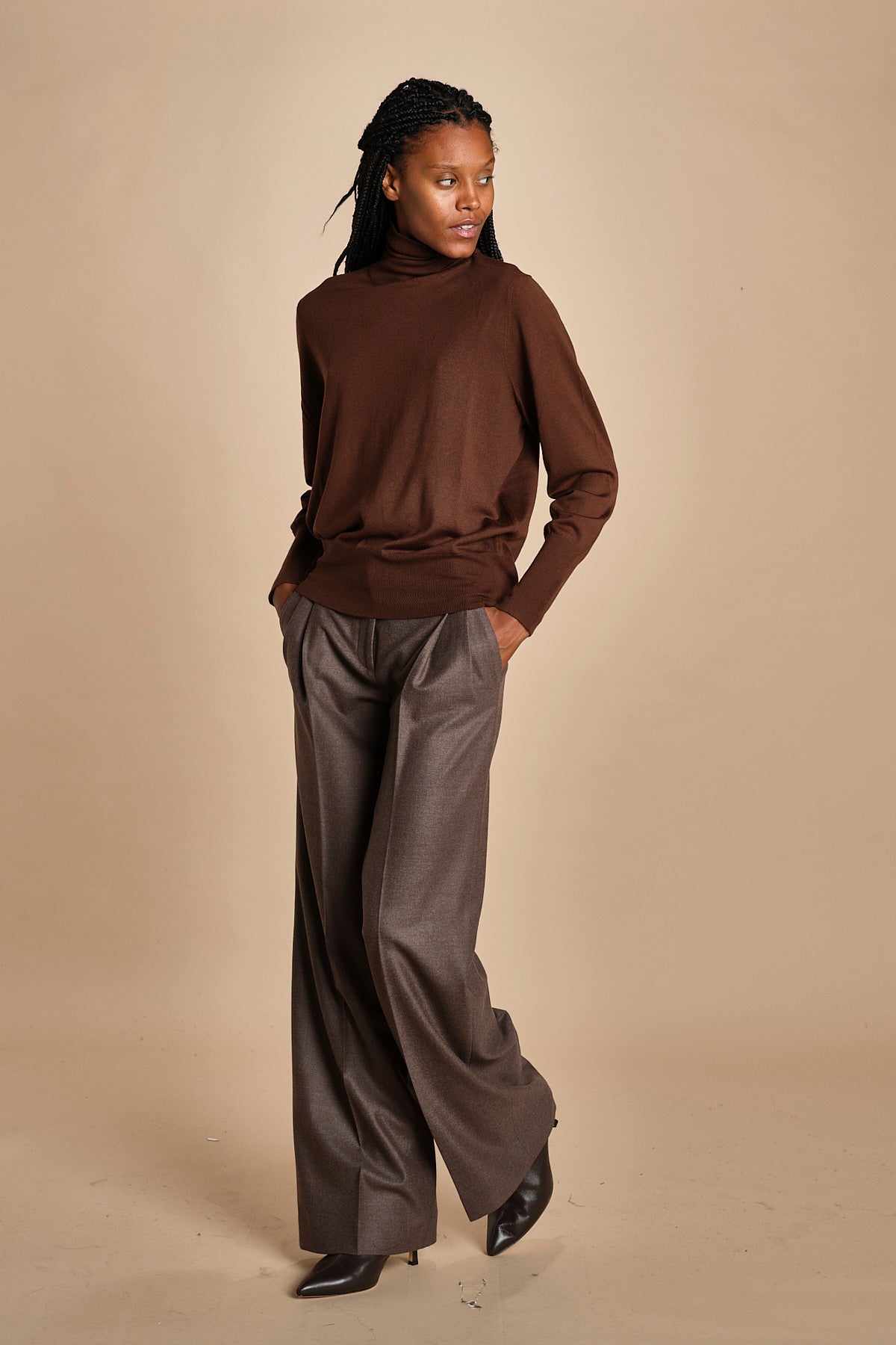 pantalone in flanella con pinces MAFALDA T 357194 73 quelledue 