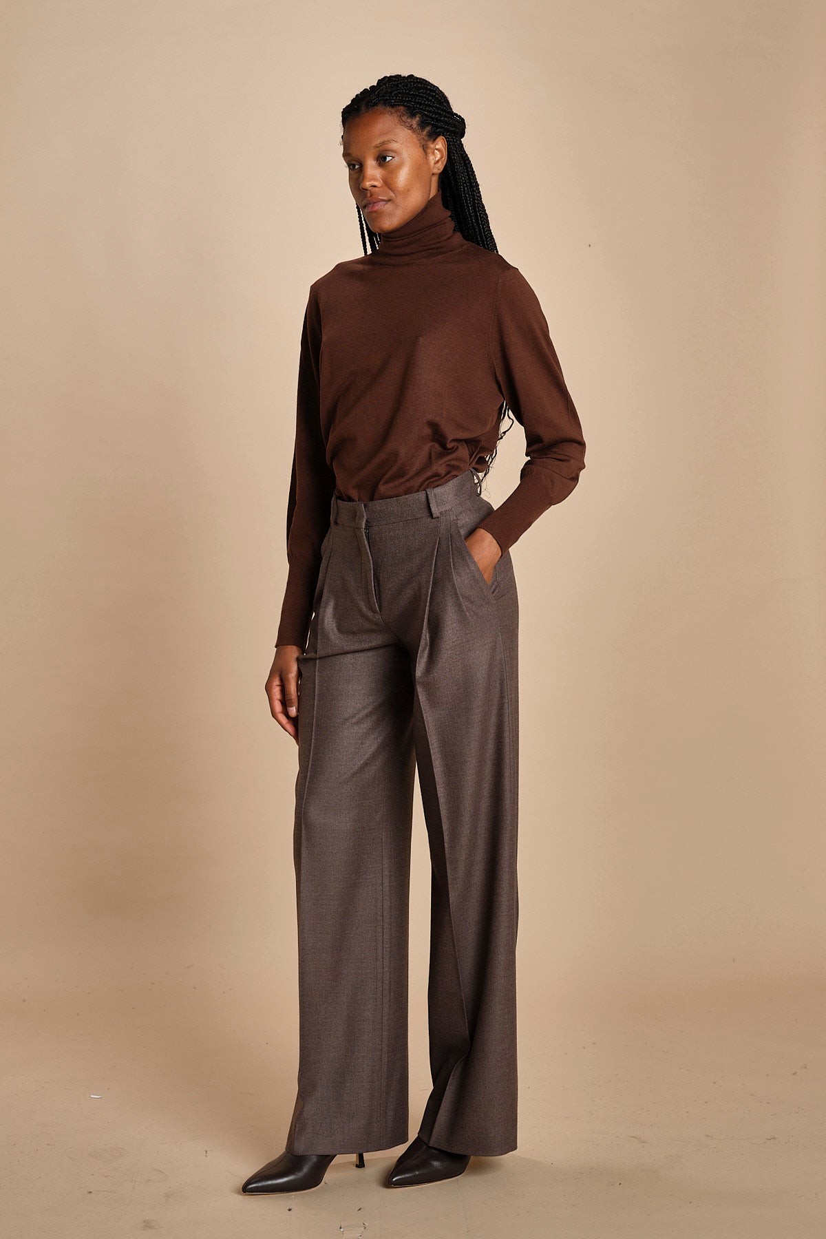 pantalone in flanella con pinces MAFALDA T 357194 73 quelledue 