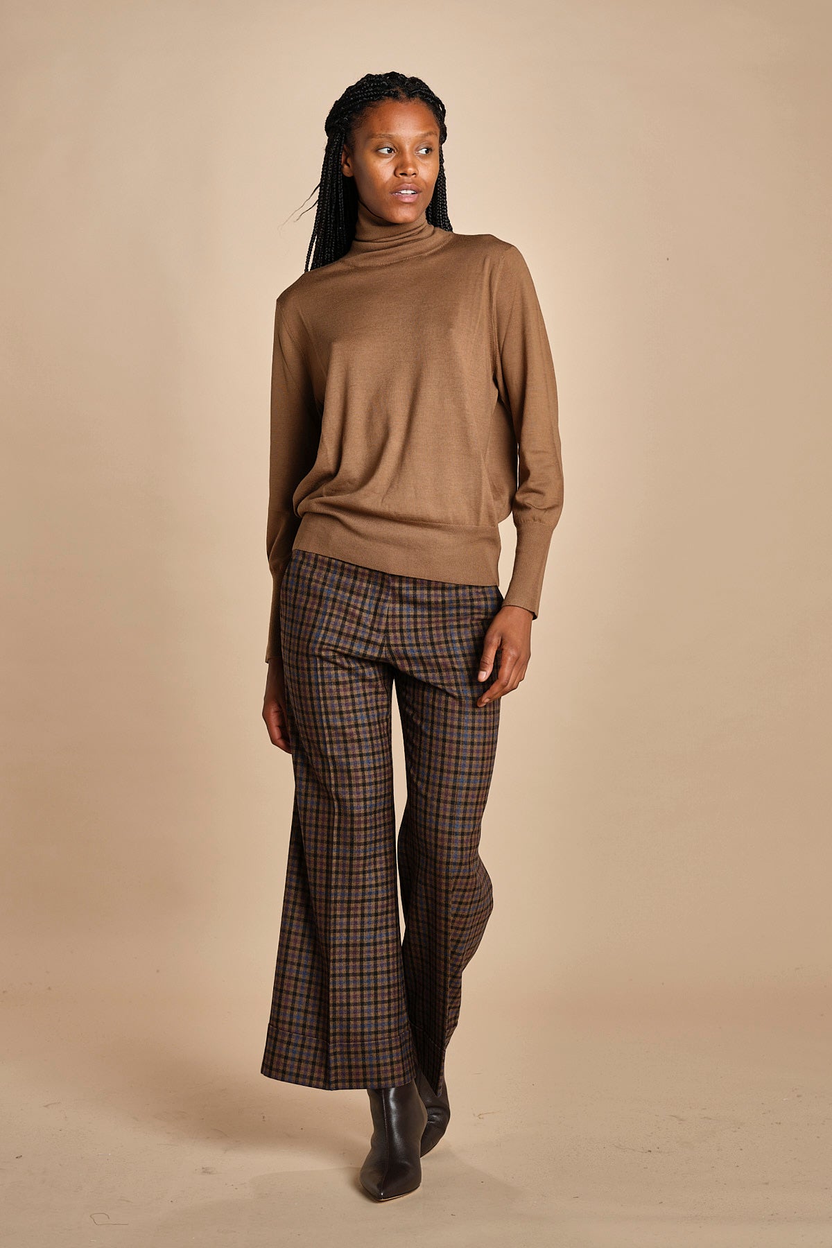 pantalone cropped a quadretti con risvolto MELODIA 65220925 26 quelledue 