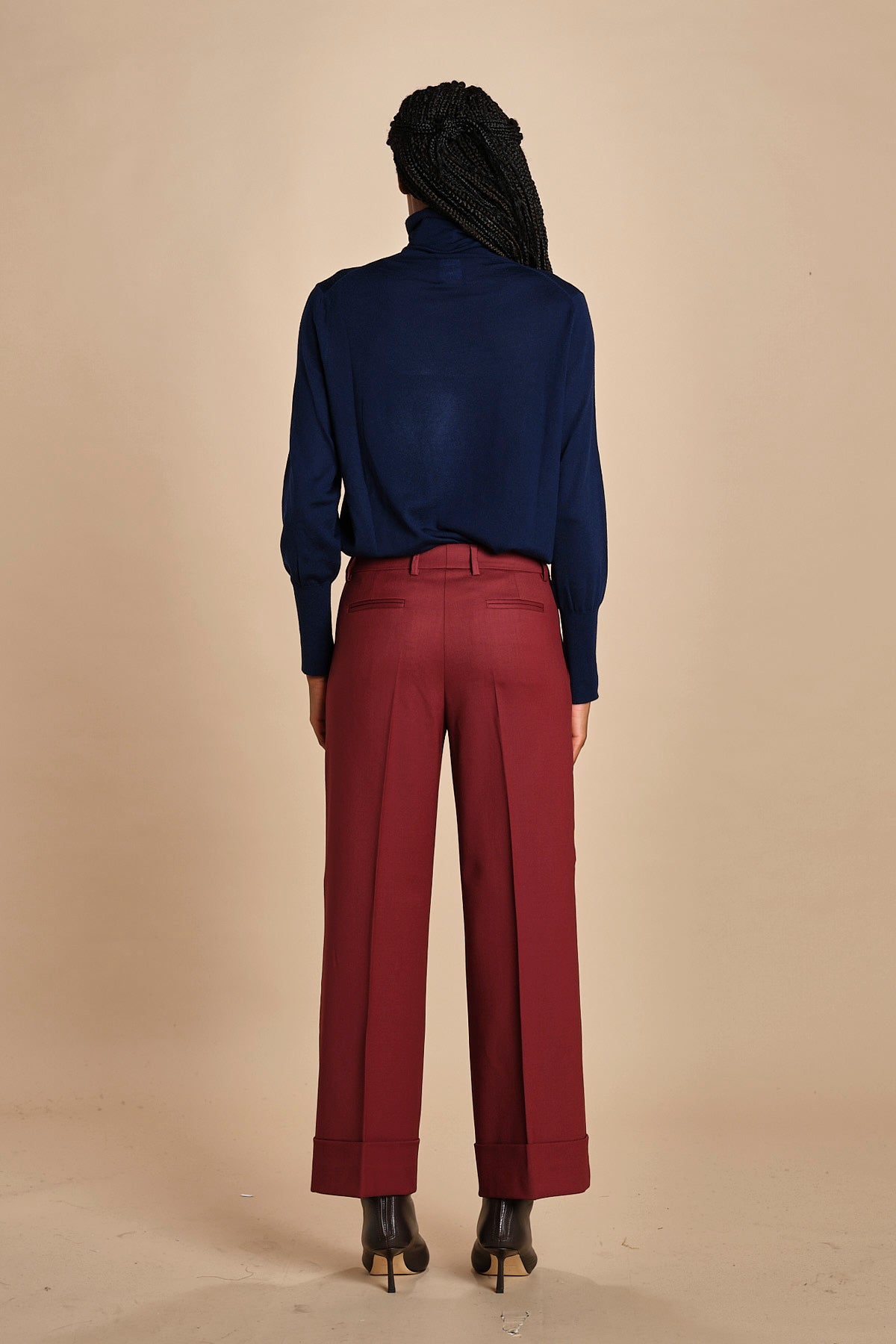 pantalone cropped con risvolto in gabardina MELODIA 652339 164 quelledue 