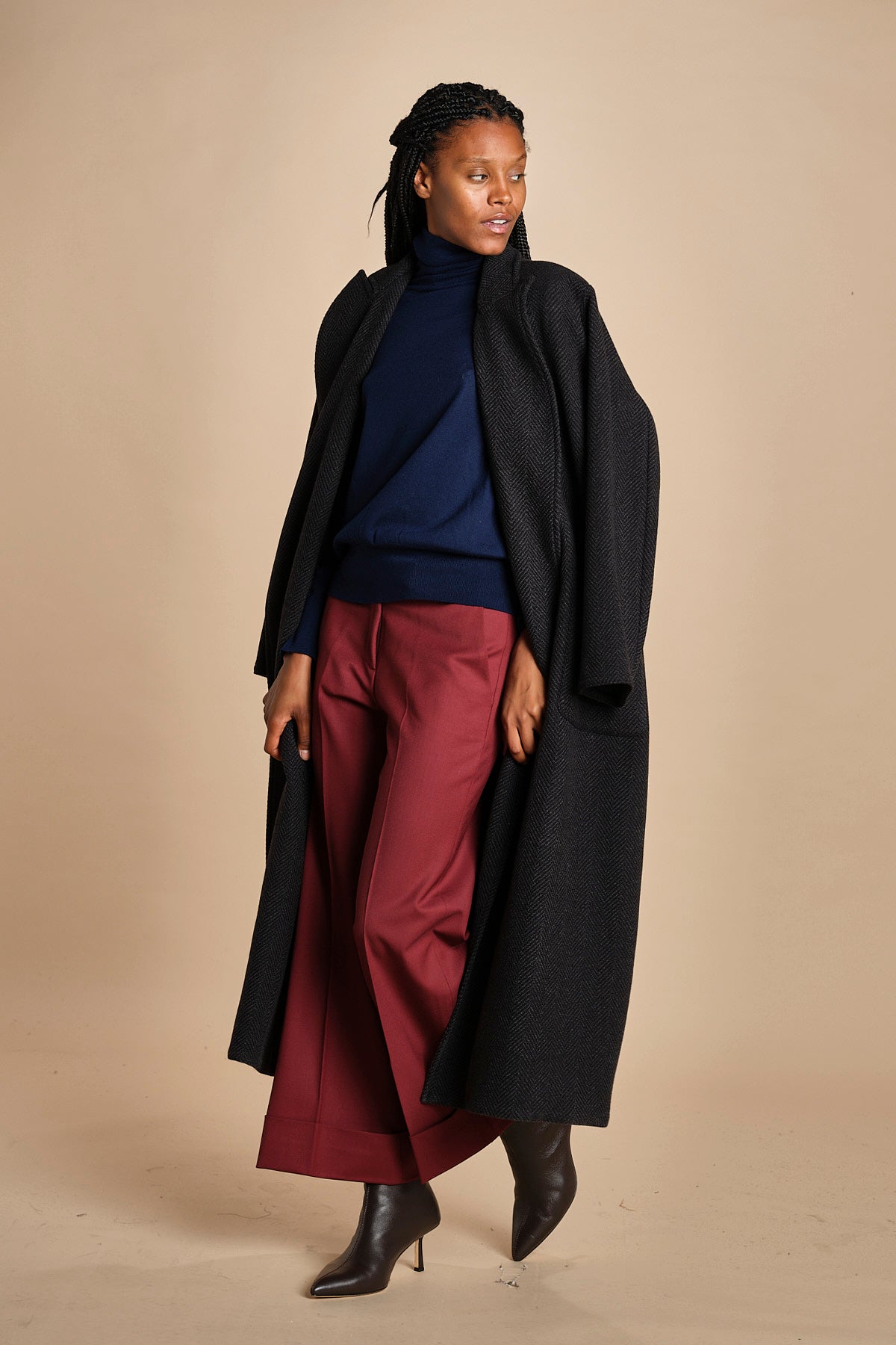 pantalone cropped con risvolto in gabardina MELODIA 652339 164 quelledue 