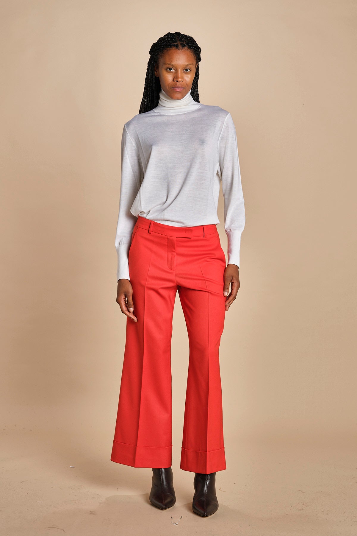 pantalone cropped con risvolto in gabardina MELODIA 652339 38 quelledue 