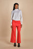 pantalone cropped con risvolto in gabardina