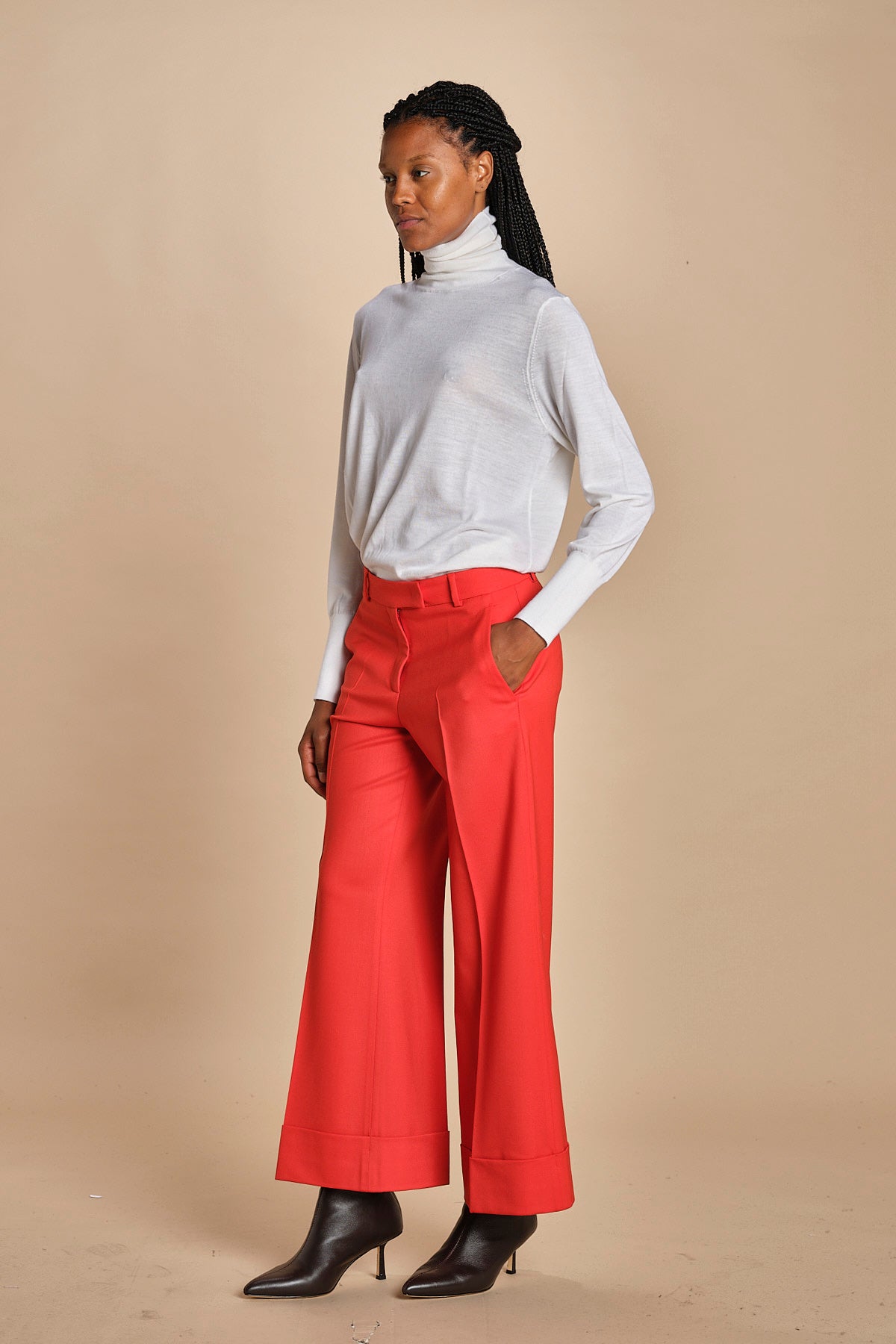 pantalone cropped con risvolto in gabardina MELODIA 652339 38 quelledue 