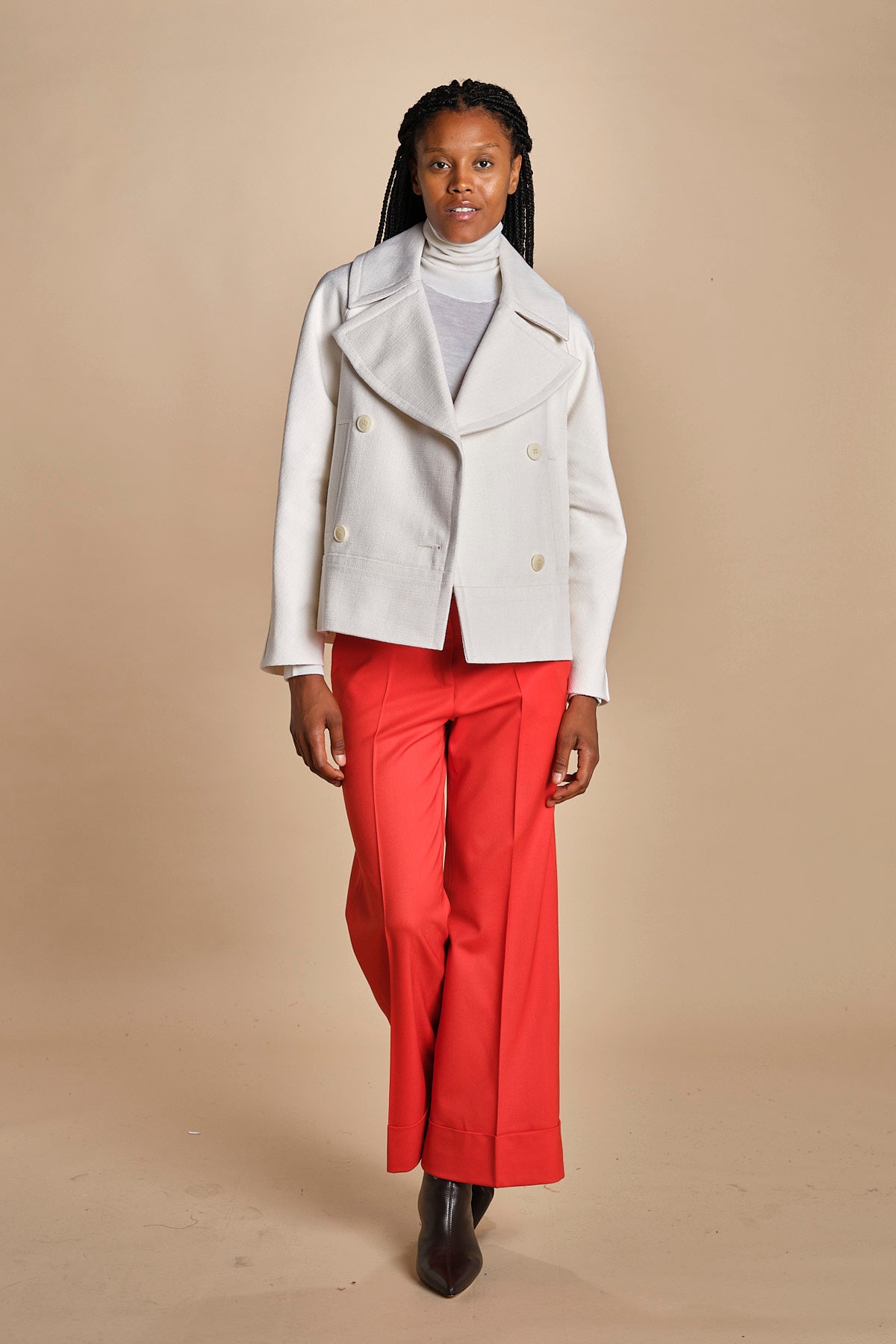 pantalone cropped con risvolto in gabardina MELODIA 652339 38 quelledue 