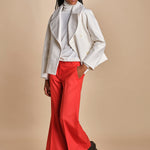 pantalone cropped con risvolto in gabardina MELODIA 652339 38 quelledue 
