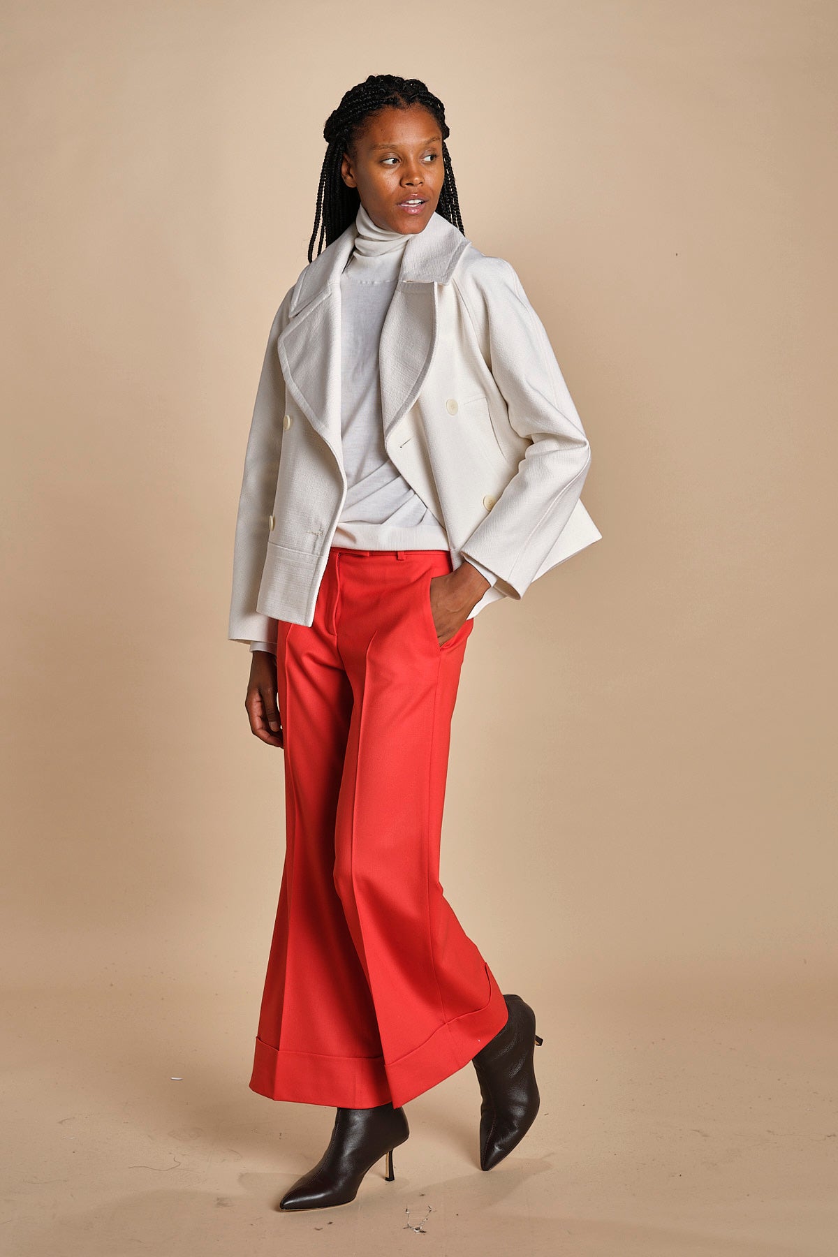 pantalone cropped con risvolto in gabardina MELODIA 652339 38 quelledue 